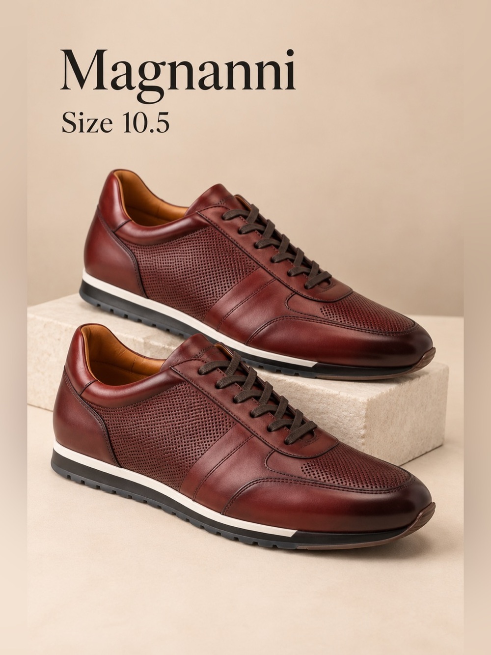 Magnanni Brava Leather Sneaker Red Men’s Size 10.5